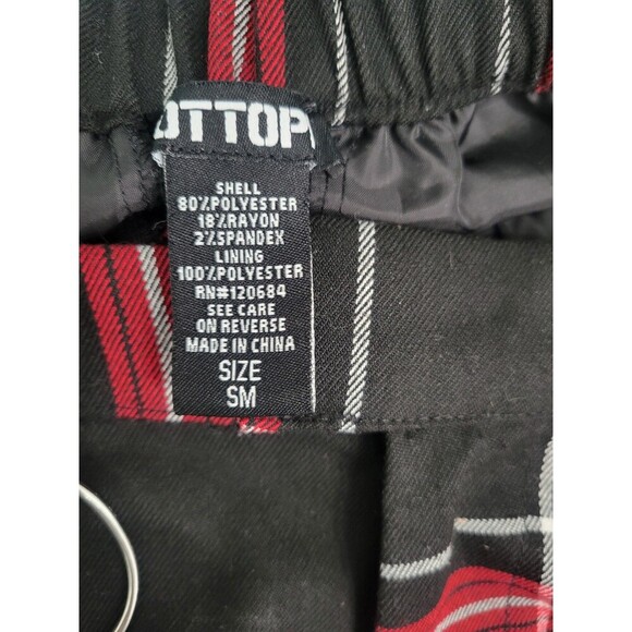 Hot Topic Womens Pant S Black Red Plaid Split Leg Punk Goth Pants Elastic Waist - Picture 5 of 13